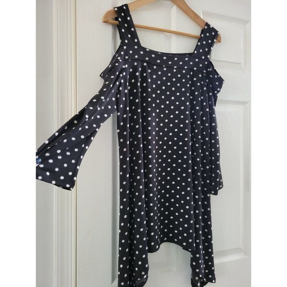 CLARA SUNWOO Tops - Clara SunWoo Black white Polka dots long tunic top 3/4 sleeve size XL
